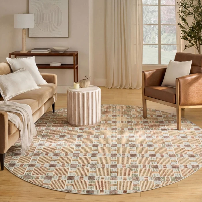 Nourison Nordic Rust Multicolor NRC14 5ft. x Round Round Rug