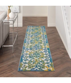 Nourison Home Aloha ALH21 Ivory Blue 2 ft. 3 in. X 12 ft. Area Rug
