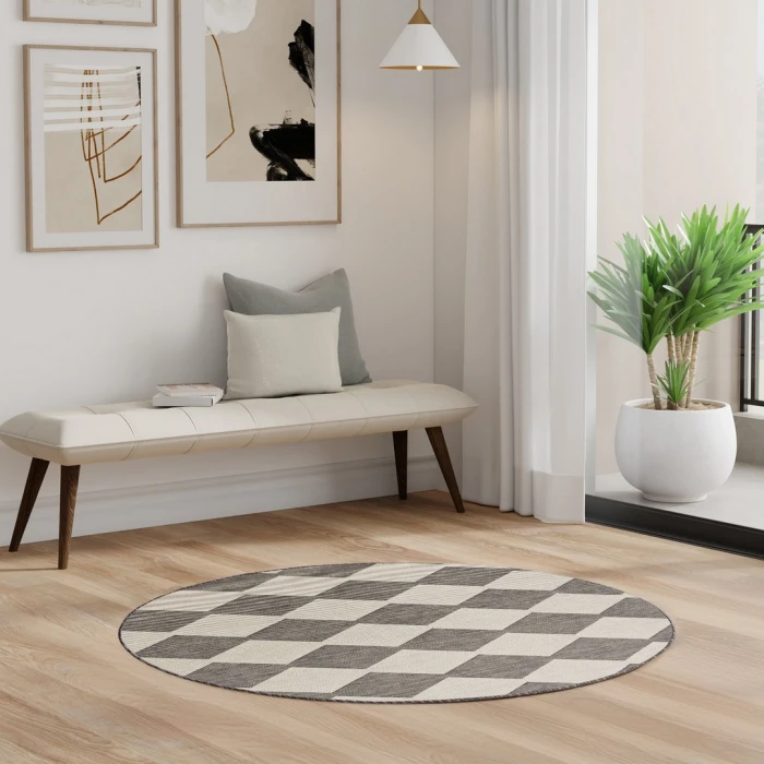 Nourison Positano Charcoal POS04 5ft. Round Rug