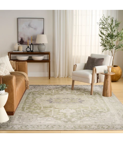 Nourison Vintage Washables Green VWS08 7 ft. 10 in. X 9 ft. 10 in. Rect. Rug