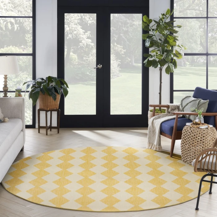 Nourison Positano Yellow POS04 6ft. Round Rug
