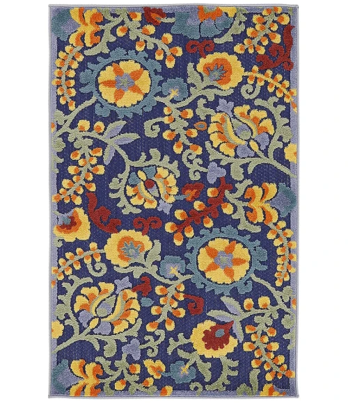 Nourison Aloha Navy Multicolor ALH17 2 ft. 8 in. X 4 ft. Rectangle Rug