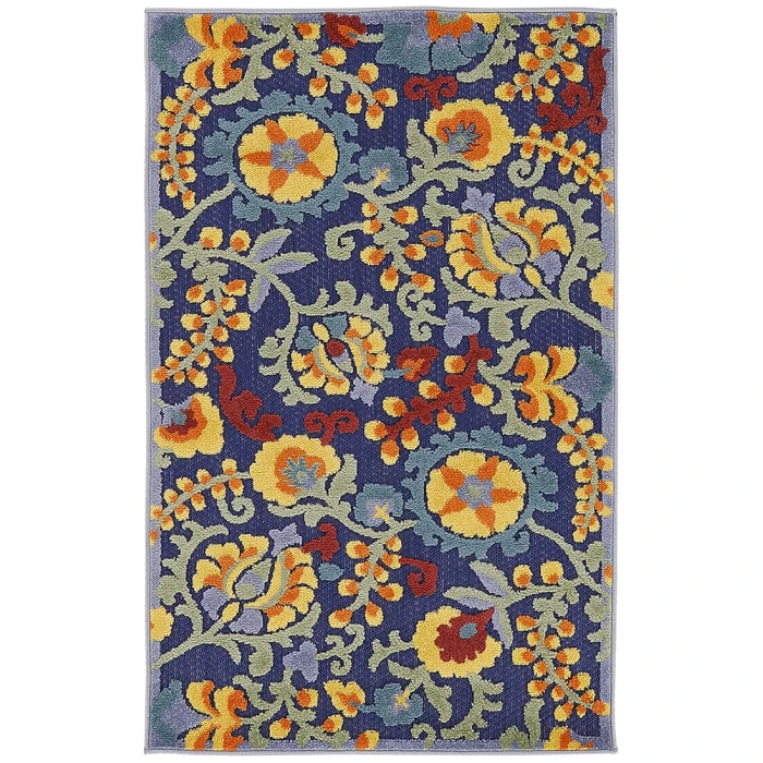 Nourison Aloha Navy Multicolor ALH17 2 ft. 8 in. X 4 ft. Rectangle Rug