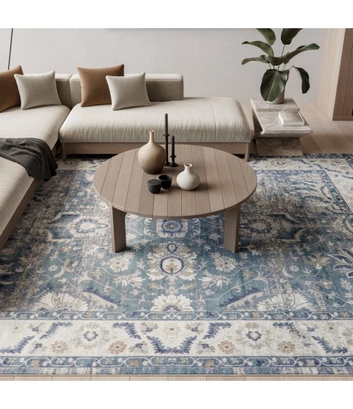 Nourison Astra Machine Washable Blue ASW20 9 ft. x 12 ft. Rect. Rug