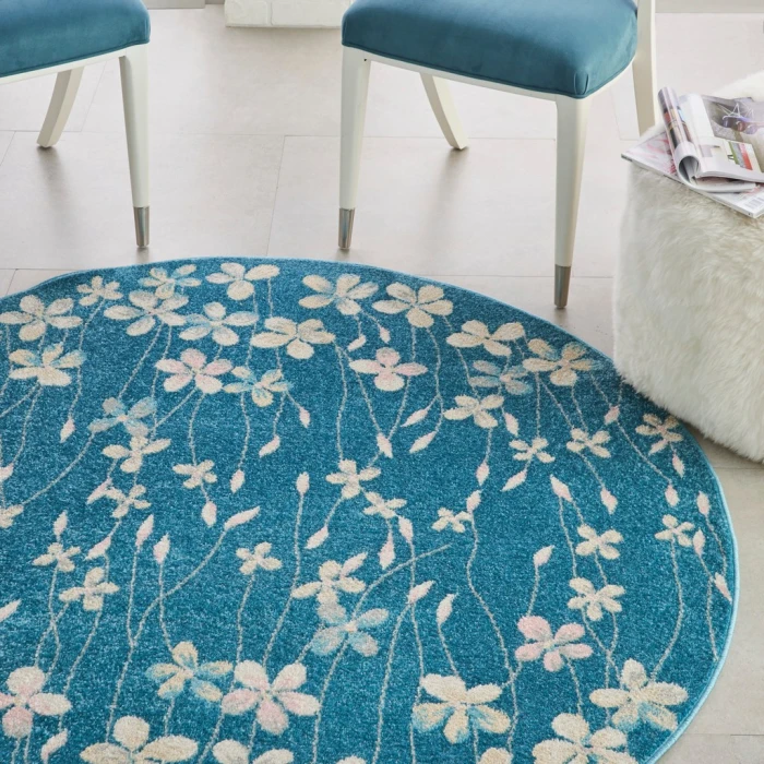 Nourison Tranquil Round Area Rug TRA04-Turquoise