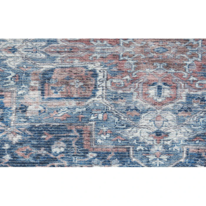 Nicole Curtis Machine Washable Series 1 Ivory Navy SR101 4 ft. Round Rug