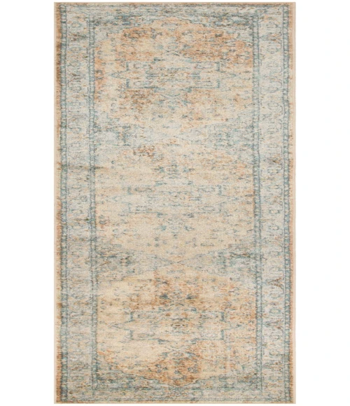 Nourison Astra Machine Washable Beige Blue ASW12 2 ft. 2 in. X 8 ft. Rectangle Rug