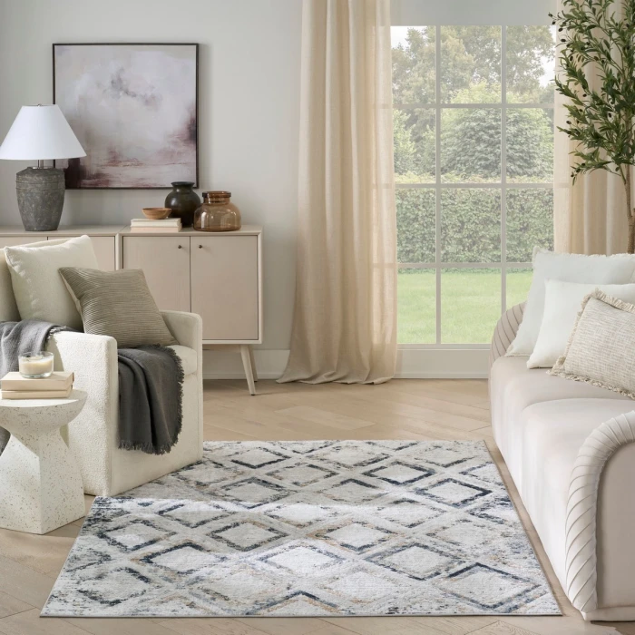 Nourison Dekor Grey Navy DEK05 4 ft. X 6 ft. Rect. Rug