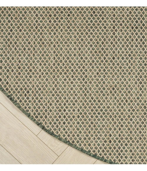 Nourison Home Courtyard Green COU01 5ft. x Round Round Rug