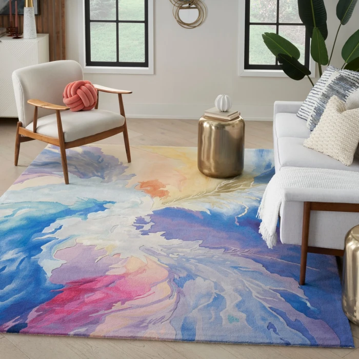 Nourison Prismatic Blue Multicolor PRS37 9 ft. X 12 ft. Rect. Rug