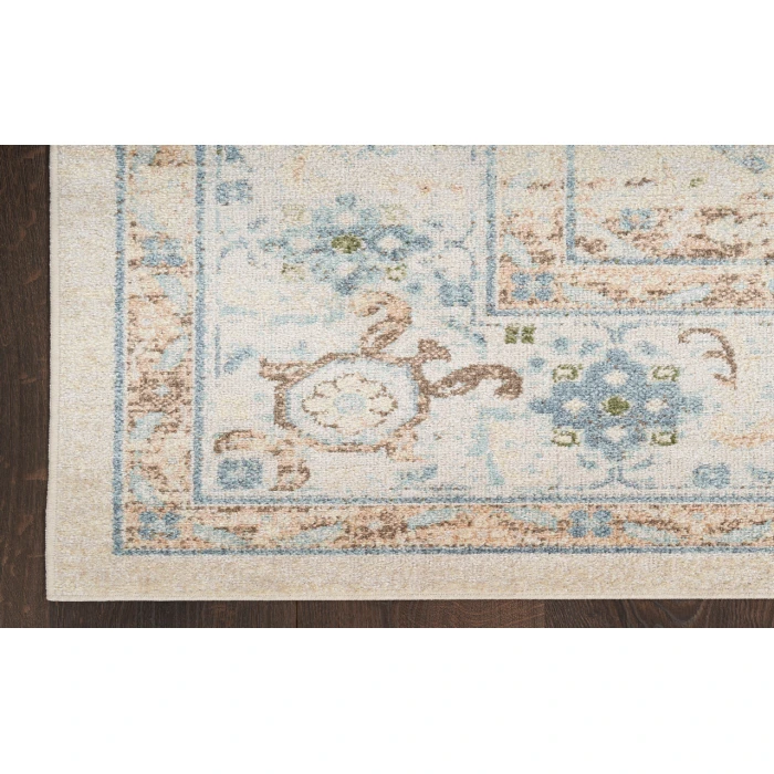 Nourison Astra Machine Washable Ivory Blue ASW13 6 ft. 7 in. X 9 ft. Rectangle Rug