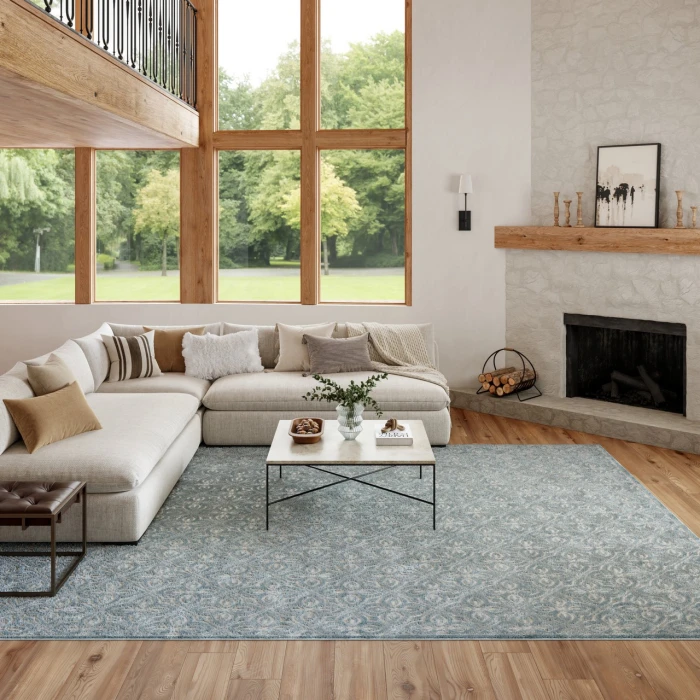 Nourison Home Washable Charm Blue WCH03 8ft. x 10ft. Rect. Rug