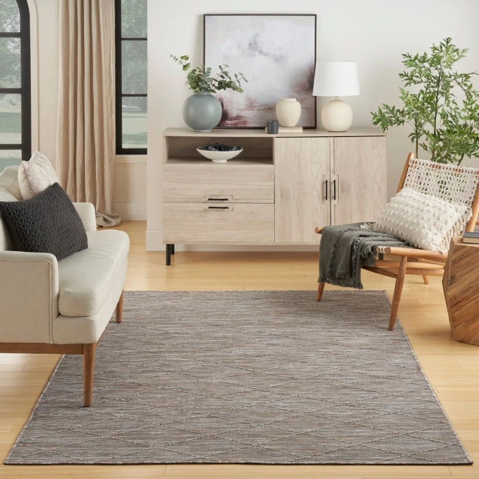 Nourison Washable Solutions Grey/Mocha WSL01 6 ft. X 9 ft. Rect. Rug
