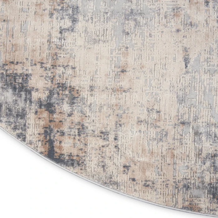 Nourison Rustic Textures Area Rug RUS01 Grey/Beige 5'3" x round