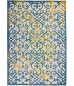 Nourison Home Aloha ALH21 Ivory Blue 5 ft. 3 in. X 7 ft. 5 in. Area Rug