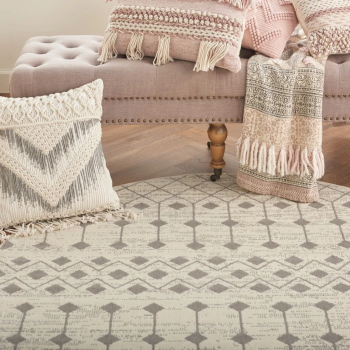 Nourison Grafix Round Area Rug GRF37-Ivory/Grey