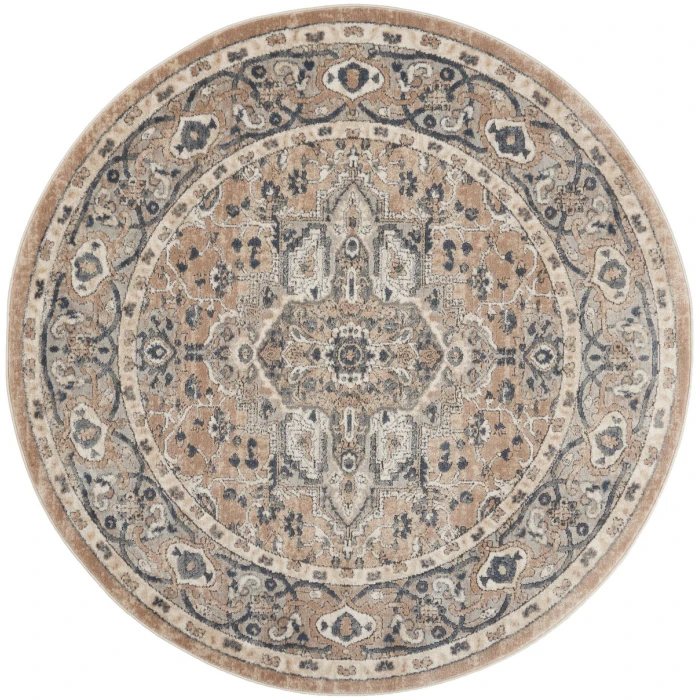 Nourison Quarry Beige Grey QUA05 4 ft. X Round Rug