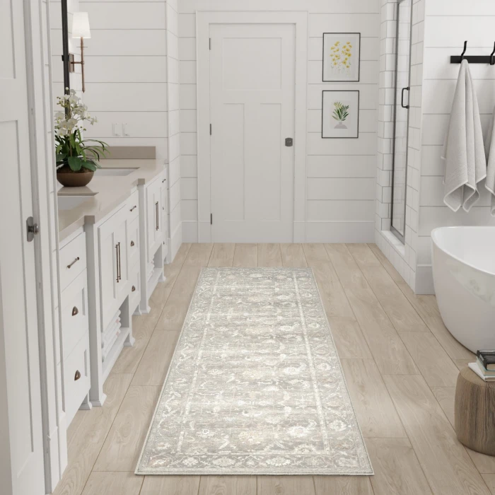 Nourison Vintage Washables Grey VWS09 2 ft. 2 in. X 8 ft. Rect. Rug