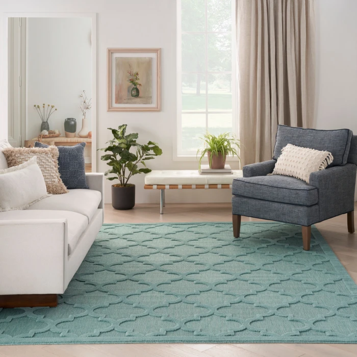 Nourison Easy Care Area Rug NES01 Aqua/Teal
