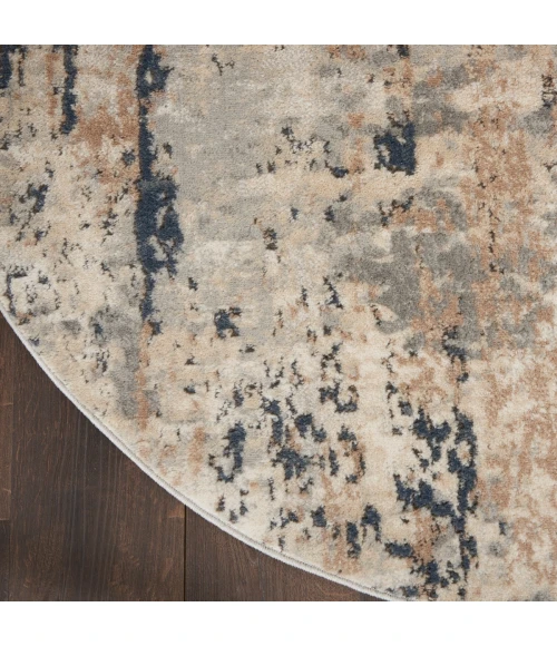 Nourison Quarry Beige Grey QUA01 5 ft. X Round Rug