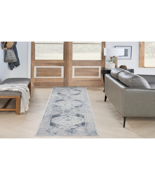 Nourison Astra Machine Washable Blue Ivory ASW11 2 ft. X 6 ft. Rectangle Rug