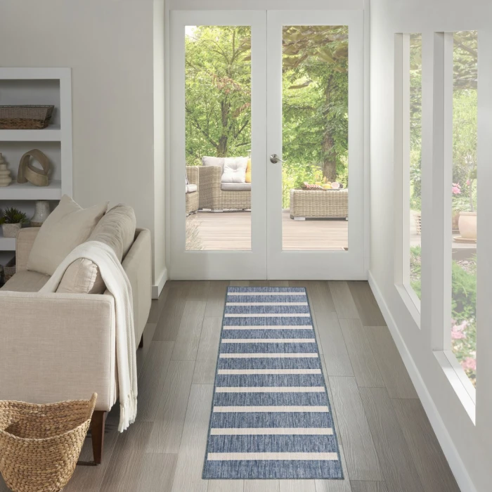 Nourison Positano Navy Ivory POS03 2ft.2in. x 8ft. Rect. Rug