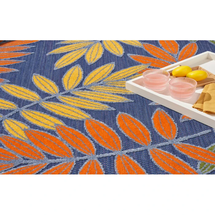 Nourison Aloha Navy Multicolor ALH18 3 ft. 6 in. X 5 ft. 6 in. Rectangle Rug
