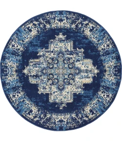 Nourison Home Grafix GRF14 Navy Blue 4 ft. Round Area Rug