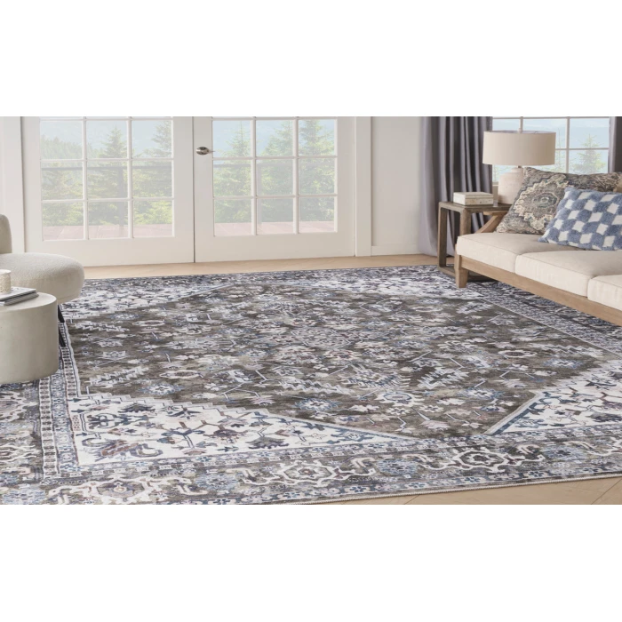 Nicole Curtis Machine Washable Series 1 Olive Ivory SR104 10 ft. X 14 ft. Rectangle Rug