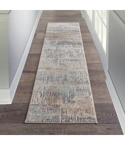 Michael Amini MA90 Uptown UPT03 Beige/Aqua 2 ft. 2 in. X 7 ft. 6 in. Area Rug