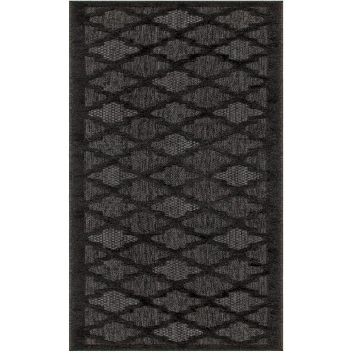 Nourison Easy Care Charcoal Black NES01 2 ft. X 6 ft. Rectangle Rug