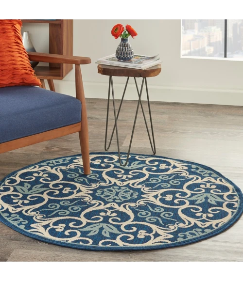 Nourison Caribbean Round Area Rug CRB02-Navy
