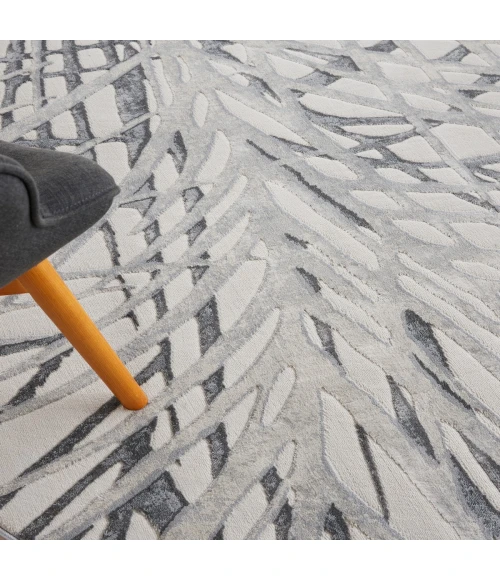 Nourison Rustic Textures Area Rug RUS17 Ivory/Grey 5'3" Round