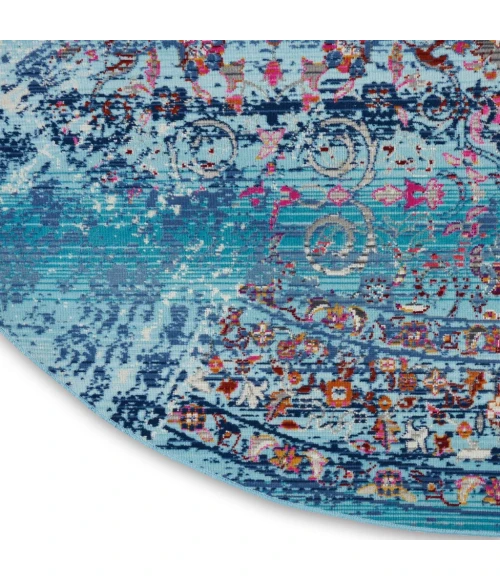 Nourison Vintage Kashan Round Area Rug VKA02-Blue