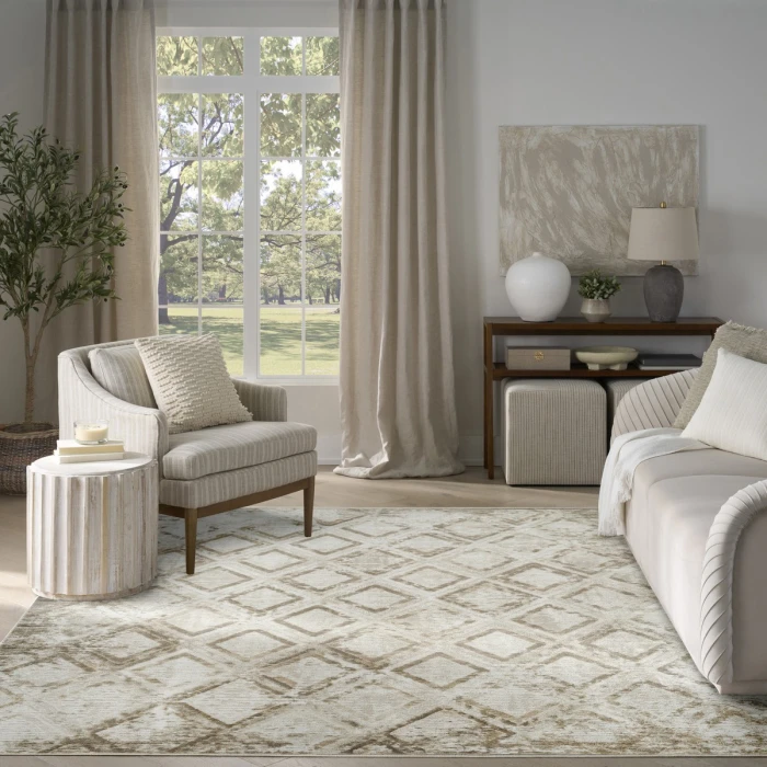 Nourison Dekor Ivory Taupe DEK05 7 ft. 10 in. X 9 ft. 10 in. Rect. Rug