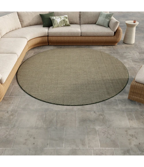Nourison Home Courtyard Green COU01 5ft. x Round Round Rug