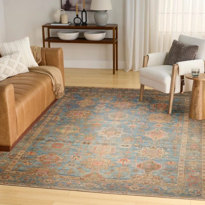 Nourison Vintage Washables Navy Multicolor VWS10 9 ft. X 12 ft. Rect. Rug