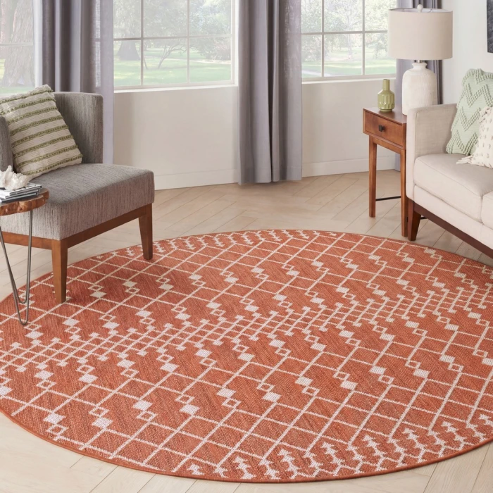 Nourison Positano Terracotta POS02 5ft. Round Rug