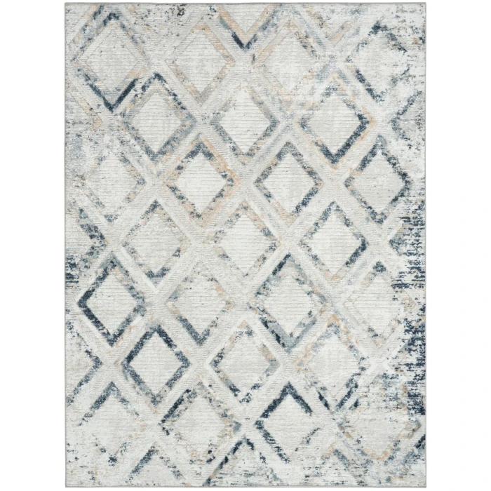 Nourison Dekor Grey Navy DEK05 5 ft. 3 in. X 7 ft. Rect. Rug