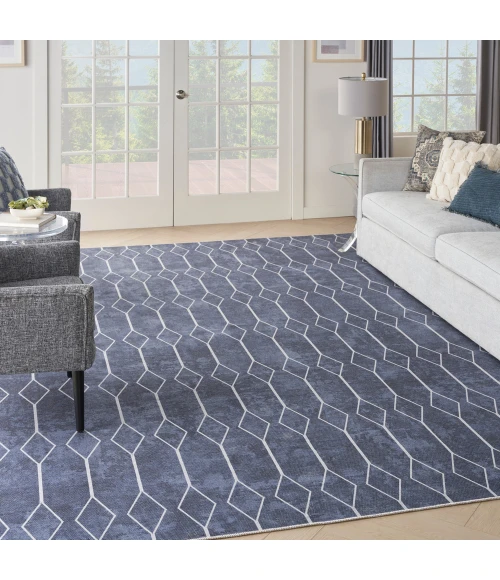 Nicole Curtis Machine Washable Series 1 Area Rug SR107 Navy