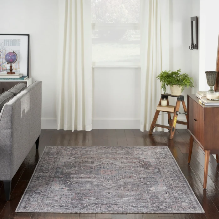 Nicole Curtis Machine Washable Series 1 Area Rug SR101 Black 5' x 7'