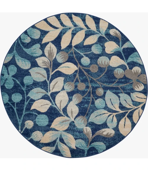 Nourison Tranquil Round Area Rug TRA03-Navy