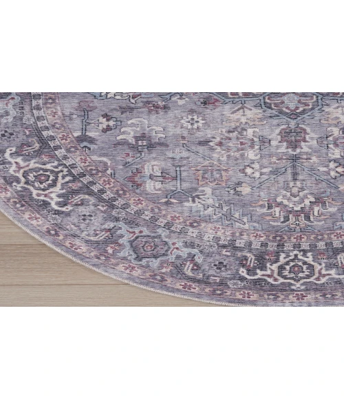 Nicole Curtis Machine Washable Series 1 Grey SR104 7 ft. 10 in. Round Rug