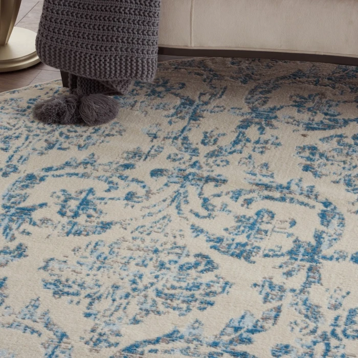 Nourison Jubilant Round Area Rug JUB09-Ivory Blue