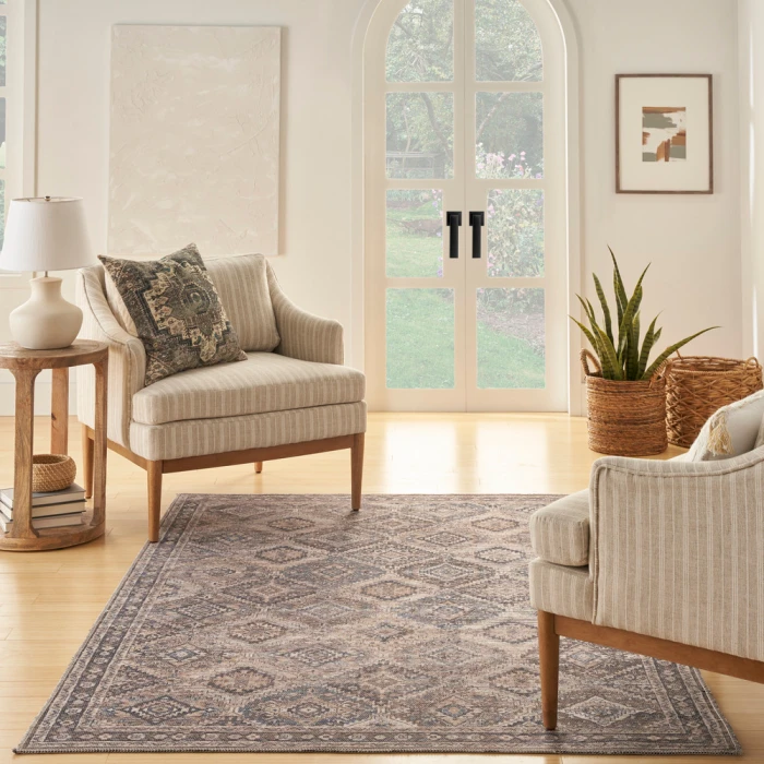 Nicole Curtis Machine Washable Series 1 Area Rug SR103 Ivory/Latte