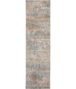 Michael Amini MA90 Uptown UPT03 Beige/Aqua 2 ft. 2 in. X 7 ft. 6 in. Area Rug