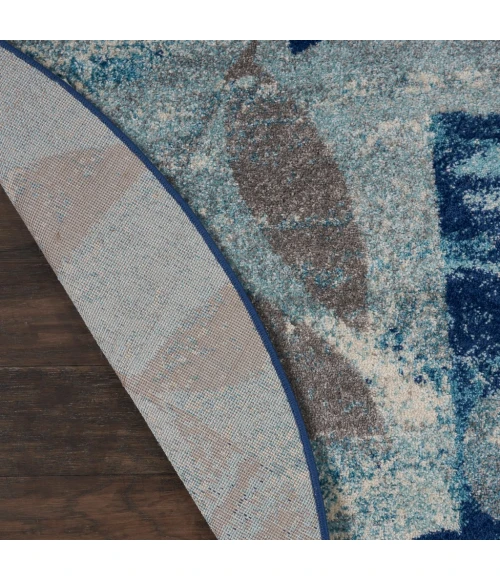 Nourison Tranquil Round Area Rug TRA01-Navy/Light Blue
