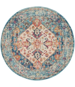 Nourison Home Passion PSN23 Ivory Light Blue 4 ft. Round Area Rug