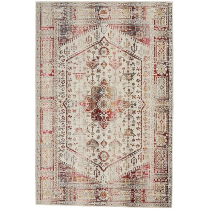 Nourison Vintage Kashan Area Rug VKA08-Ivory Red