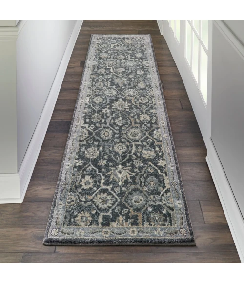 kathy ireland Home Moroccan Celebration Runner Area Rug KI385-Navy